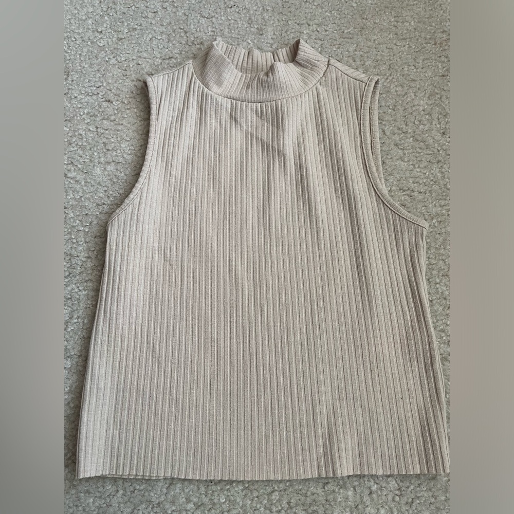 GB girls Ribbed Mock Neck Tank Top - Cream